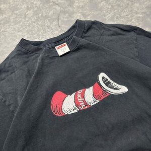 Supreme Cat in the Hat Black Tee with Red Label